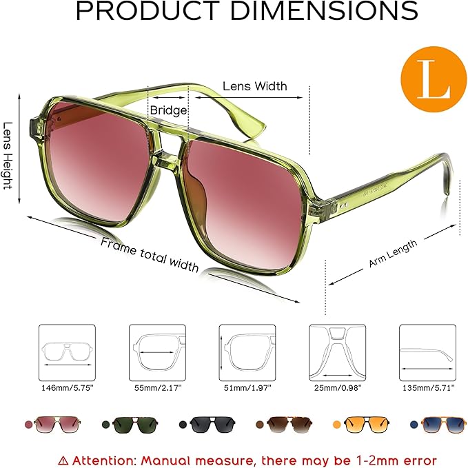 FEISEDY Retro Square Aviator Sunglasses Women Men 70s Vintage Trendy Plastic Frame Sun Glasses B4158