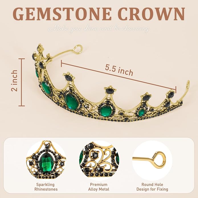 Gold Crown for Women, Crystal Queen Tiaras Headband Wedding Bridal Hair Accessories, Birthday Party Prom Cake Topper