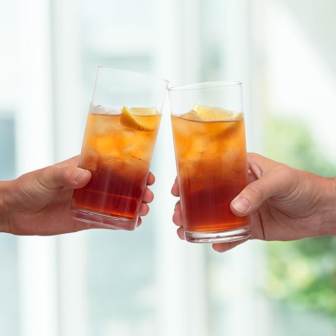 Zulay Kitchen Acrylic Glasses Drinkware - 12 Piece Unbreakable Plastic Tumblers - BPA-Free, Reusable Plastic Drinking Glasses for Home & Outdoors - Stackable, Lead-Free & Dishwasher Safe - (16 oz)