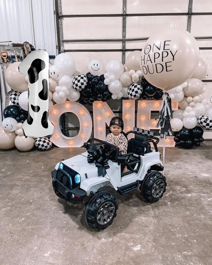 Cow Print Number 1 Balloon 40 inch, Number 1 Birthday Balloon for Boy Girl, Cow Print Foil One Balloon for 1st 10 11 12 16 18 Birthday Party, Anniversary Celebration Number Balloons Decorations