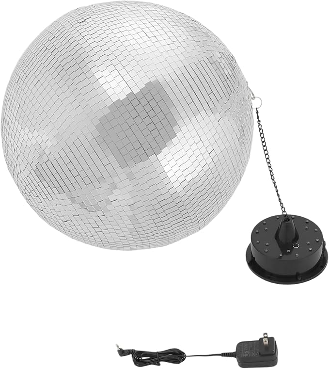 Disco Ball Light, 16in Rotating Disco Party Decoration with Motor, 18 Red/Blue/Green/White LEDs, for DJ Sets, Nightclubs, Birthdays, Banquets, Parties, Bars, Weddings, Holiday