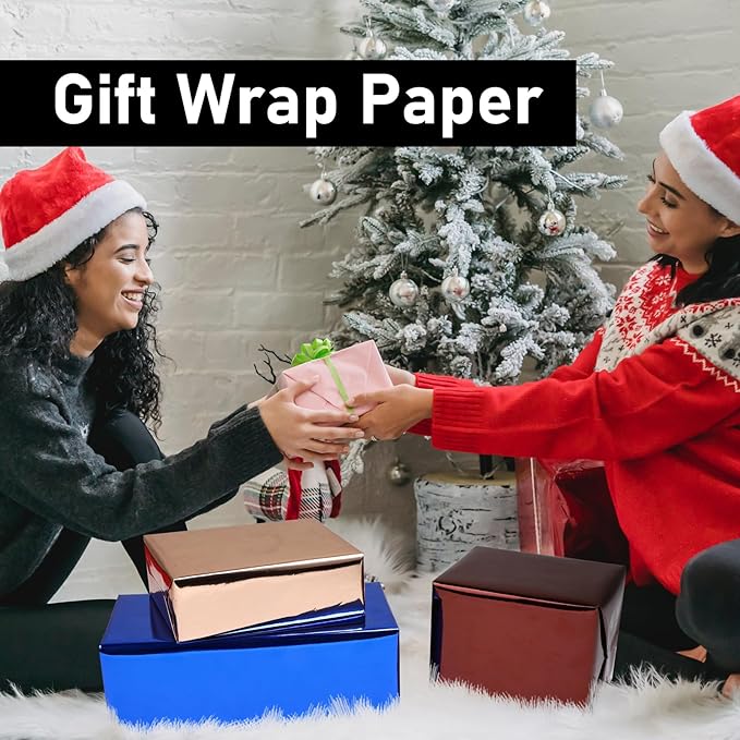NESCCI Brown Metallic Wrapping Paper, Solid Color Paper,Gift Wrapping Paper,Perfect for Wedding,Valentine's Day,Birthday, Christmas,Baby Shower,DIY Bouquet (17.5 Inches X 32.8 Feet)