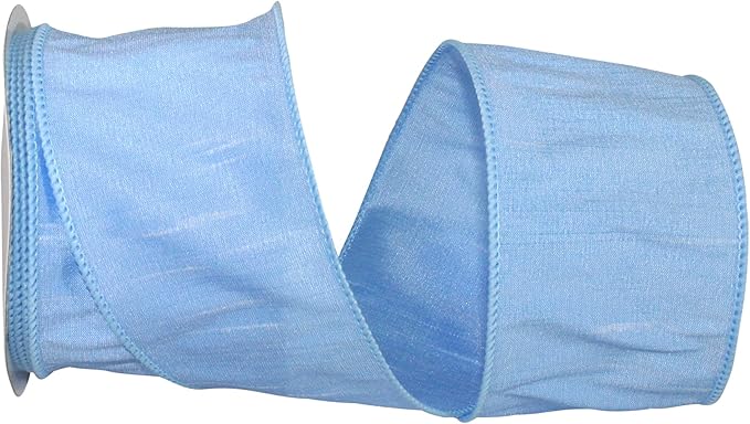 Reliant Ribbon 92975W-052-40F Dupioni Supreme Wired Edge Ribbon, 2-1/2 Inch X 10 Yards, Light Blue