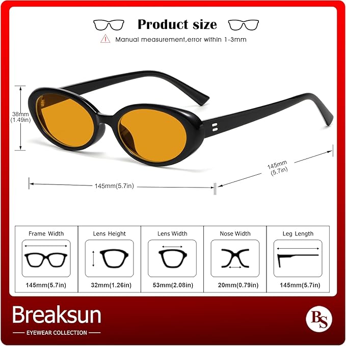 Retro Oval Sunglasses for Women Men Fashion Small Oval Sunglasses 90s Vintage Shades