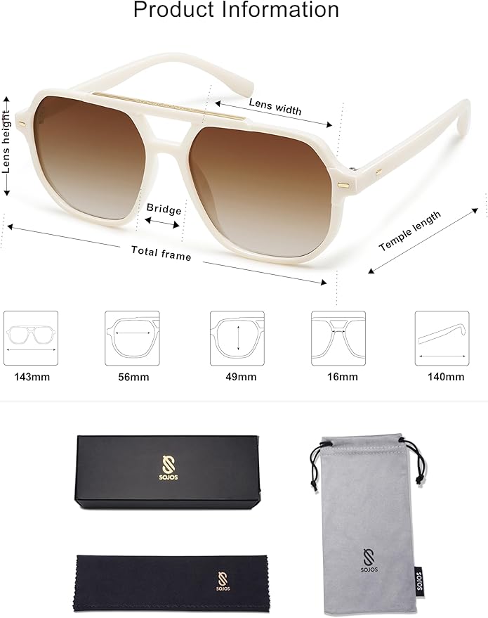 SOJOS Retro Trendy Aviator Polarized Sunglasses Men Women Vintage 70s Square Stylish Frame Sun Glasses SJ2283