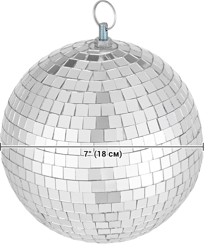 Yescom 4PCS 7" Mirror Disco Ball Set Small Hanging for 70s 80s Party Events Wedding DJ Dance Club Bar Stage Lighting Holiday Business Home Decor Silver