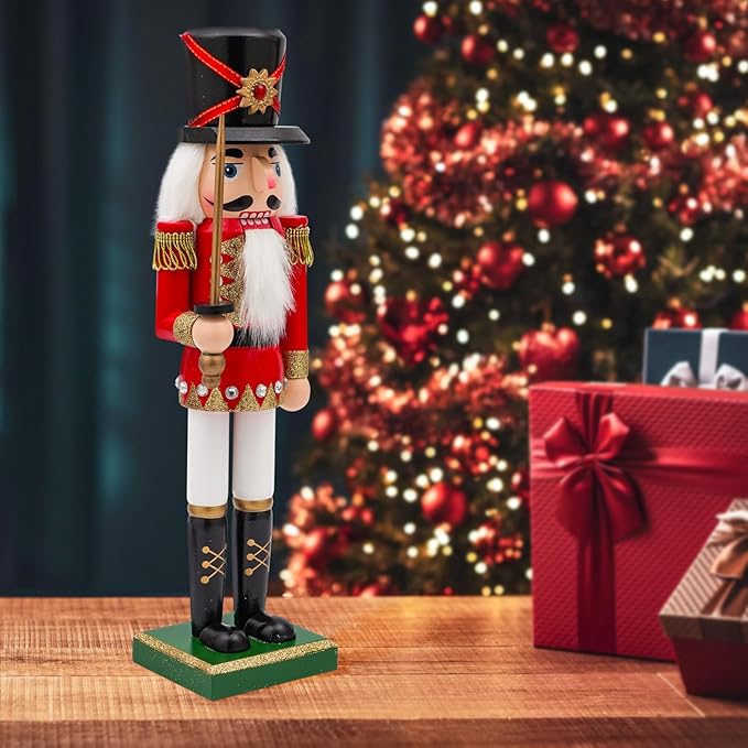 14" Wooden Swordsmen Nutcracker, Festive Christmas Decoration, Handcrafted Swordsmen Themed Nutcracker Collectible Christmas Decor for Tabletop, Shelves, and Fireplace Mantel(Sword)