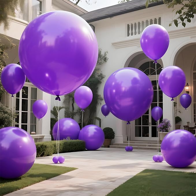 KAWKALSH Purple Balloons 9pcs, 36 Inch Large Balloons for Garland or Arch as Party Wedding Baby Shower Decorations