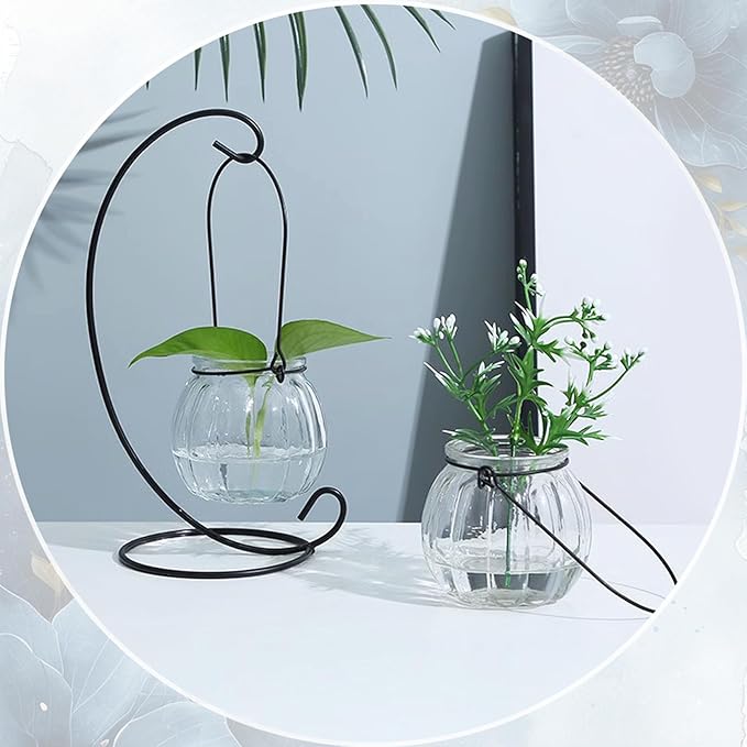 2 Pcs Decorative Glass Jars,Pumpkin Shape Bottles With Cork Stopper and Hanging Rings Wishing Bottle Hydroponic Glass Vases Decor for Home Furnishing Outdoor Party Wedding Centerpiece(Pumpkins)