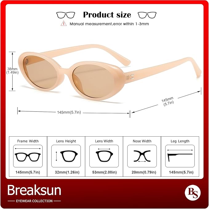 Retro Oval Sunglasses for Women Men Fashion Small Oval Sunglasses 90s Vintage Shades