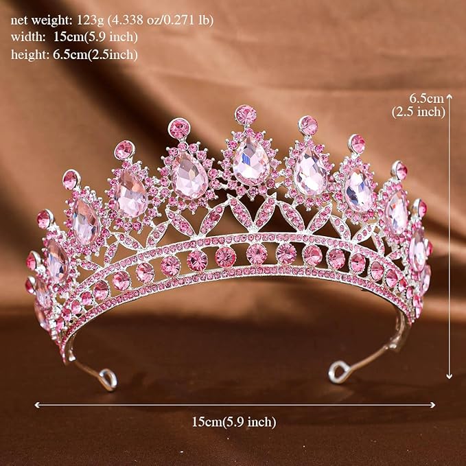 FORSEVEN Crystal Tiaras and Crowns for Women - Wedding and Birthday Party Princess Crown Hair Accessories - Bride Rhinestone Headband Halloween Decorations Hairband