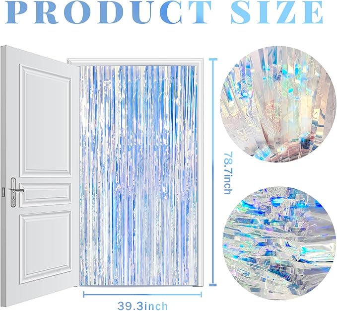 10 Pack Iridescent Party Backdrop Decorations Tinsel Curtain Birthday Decorations Foil Fringe Photo Booth Streamer Backdrop Iridescent Theme Christmas Bachelorette Graduation Party Decorations