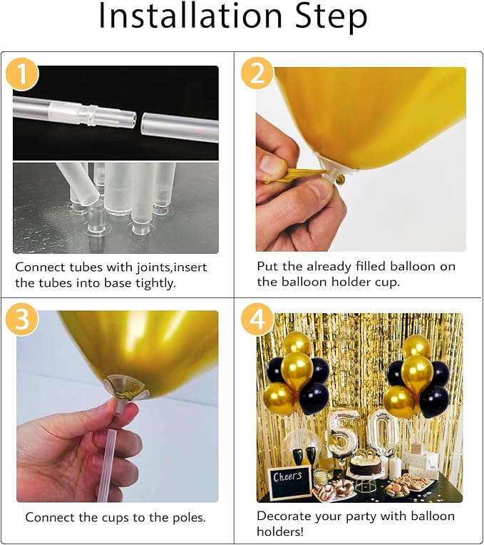 Balloon Stand Kit For Table - 6 Sets Balloon Sticks with Base For Birthday Graduation Party Decorations