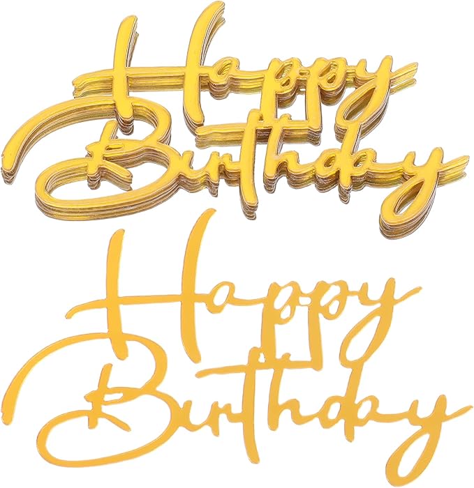 24 Pcs Happy Birthday Cupcake Toppers, Cupcake Topper Acrylic Cake Topper Sign Mini Cakes Supplies Cupcakes Decoration for Celebrating Happy Birthday Anniversary Theme Party