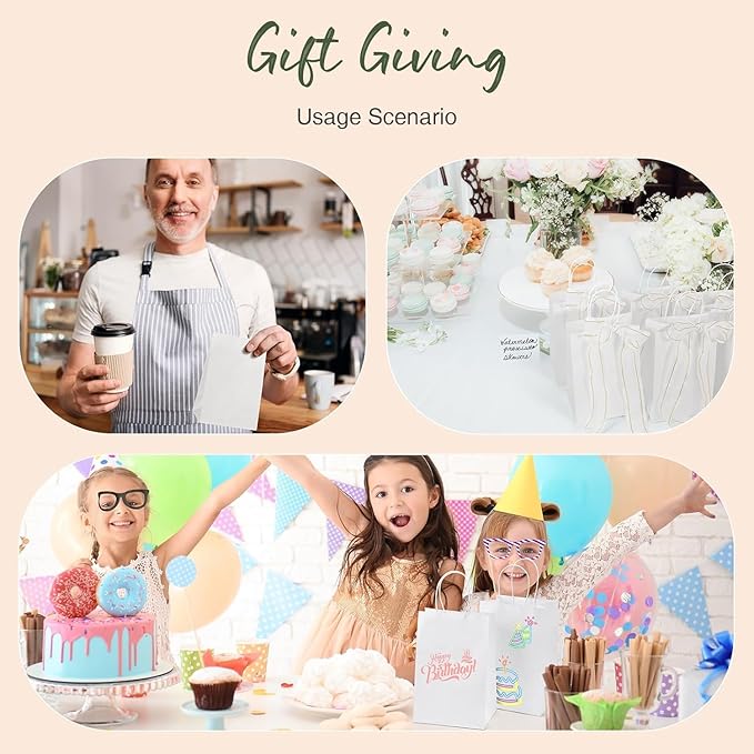GSSUSA White Gift Bags 5.25x3.75x8 400Pcs, Paper Bags with Handles Bulk for Small Business