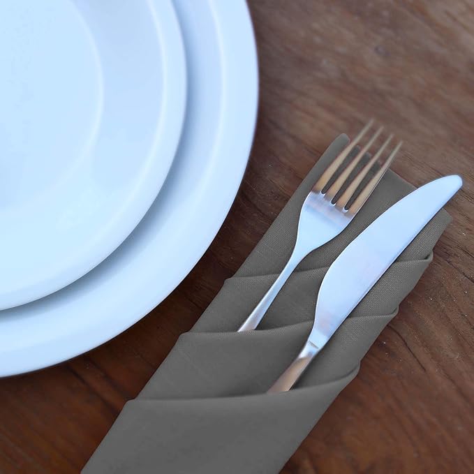 Ruvanti Cloth Napkins Set of 4, 18x18 Inches Napkins Cloth Washable, Soft, Durable, Absorbent, Cotton Blend. Table Dinner Napkins Cloth for Hotel, Lunch, Restaurant, Wedding Parties - Charcoal Grey