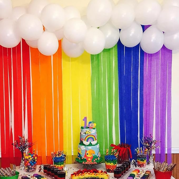Large Crepe Paper Streamers 6 Rolls 2.2 Inch x 123 Ft/Roll Streamers for Party Backdrop Craft Tissue Paper Party Decorations Wedding Birthday Graduation Decor DIY Supplies - Multicolor
