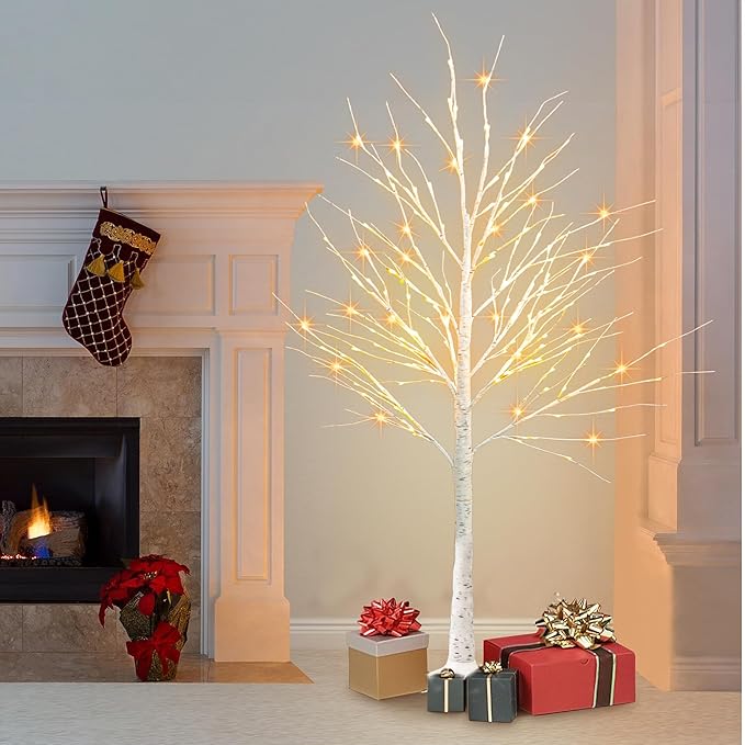 Dazzle Bright 6FT 144 LED 1Pack Lighted Birch Tree, Christmas Deocrations Outdoor Indoor, Decor for Home Room Yard Outside Inside