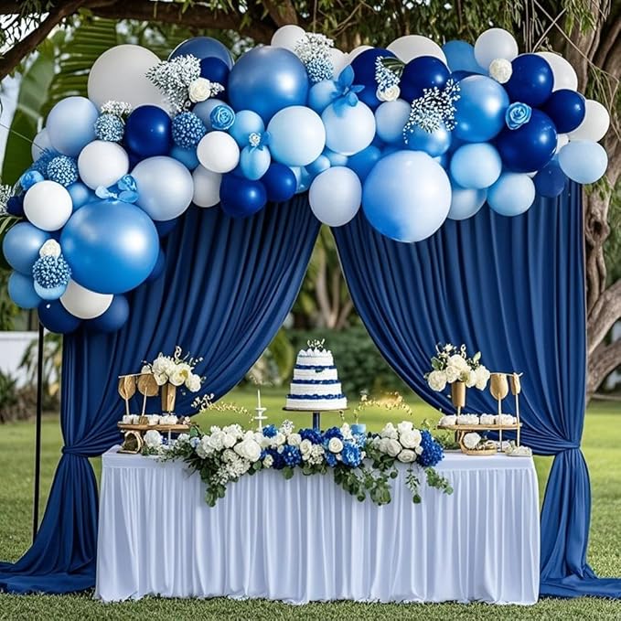 Assorted Blue Balloons Set, 60 pcs Metallic Blue Balloons, Pearl, Navy, Light Blue, Baby Blue Balloon 12 inch Latex Balloon for Boys Birthday Decoration, Baby Shower, Bridal Shower, Wedding