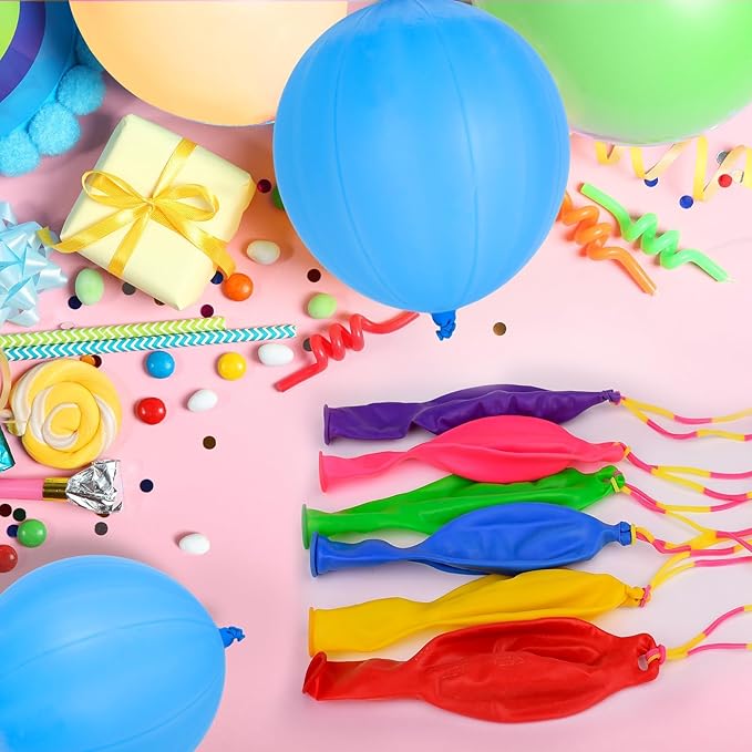 24 Pcs Blue Punch Balloons Bounce with Rubber Band Handle Punching Balloon Heavy Duty for Birthday party favors, Kids (Blue)