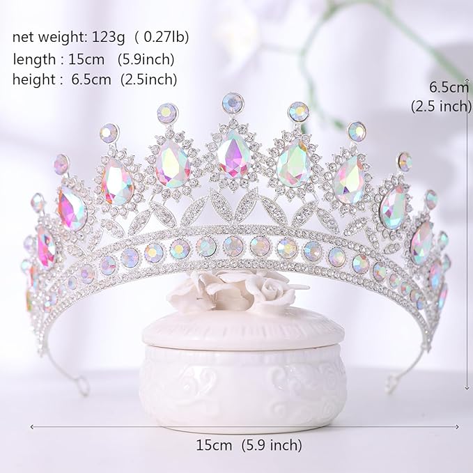 FORSEVEN Crystal Tiaras and Crowns for Women - Wedding and Birthday Party Princess Crown Hair Accessories - Bride Rhinestone Headband Halloween Decorations Hairband