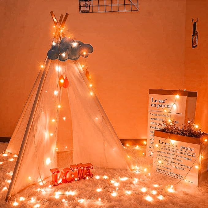 Vivideal 164ft 500 LED Orange Christmas Lights Outdoor Waterproof String Lights Indoor 8 Modes Clear Wire, Plug in Orange Christmas Light for Xmars Tree Bedroom Thanksgiving Decorations