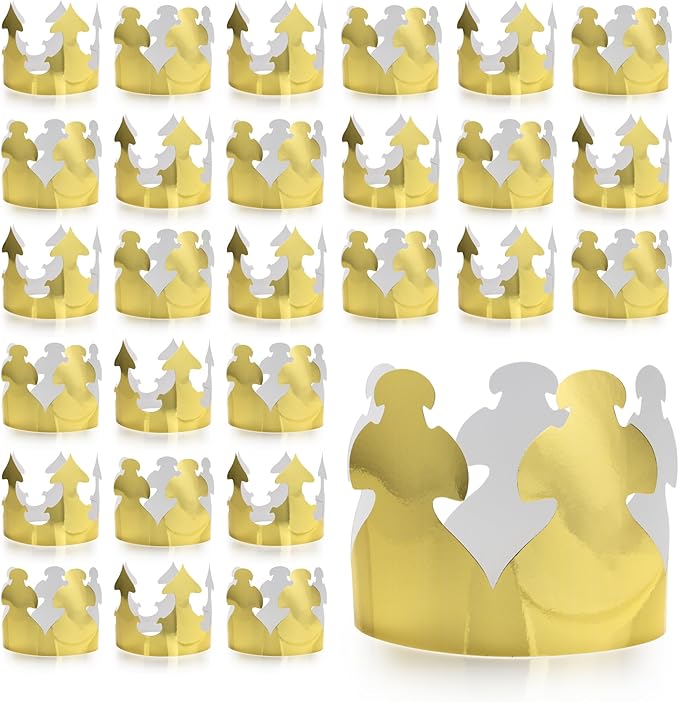 Hygloss Gold Paper Crowns 24 Pack - Paper Crowns for Kids to Decorate - Craft Activity - Blank Crown for Adults - Perfect for Parties, Celebrations - DIY Crown Crafts