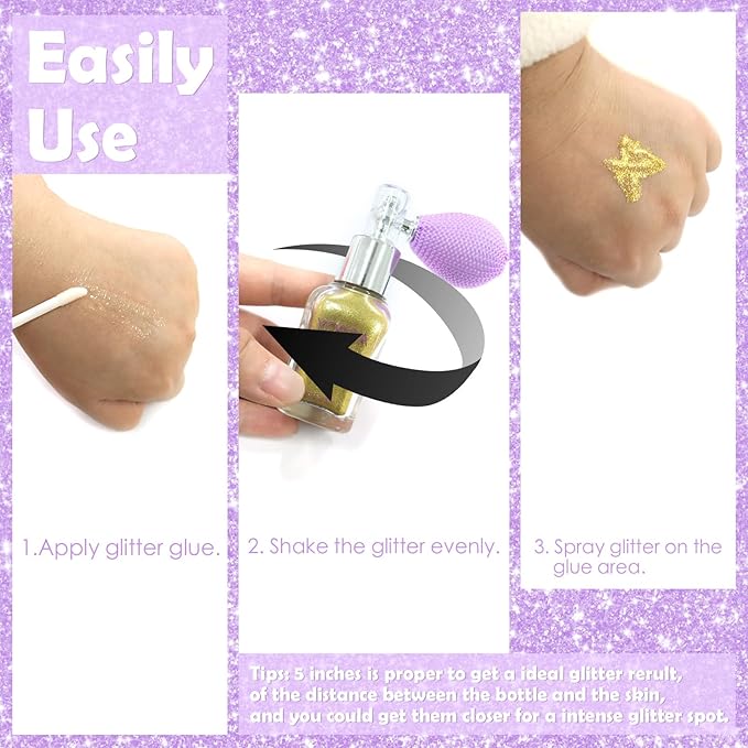 Yosca Body Glitter Spray, 30ML Loose Body Shimmer Powder Iridescent Hair Spray White Glitter Sparkle Highlighter Makeup Festival Rave Accessories for Clothes Hair Face Nail Art