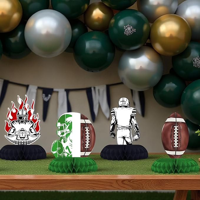Football Birthday Party Decorations – 12 PCS Honeycomb Centerpieces, Touchdown Table Decorations for Super Bowl Party Supplies