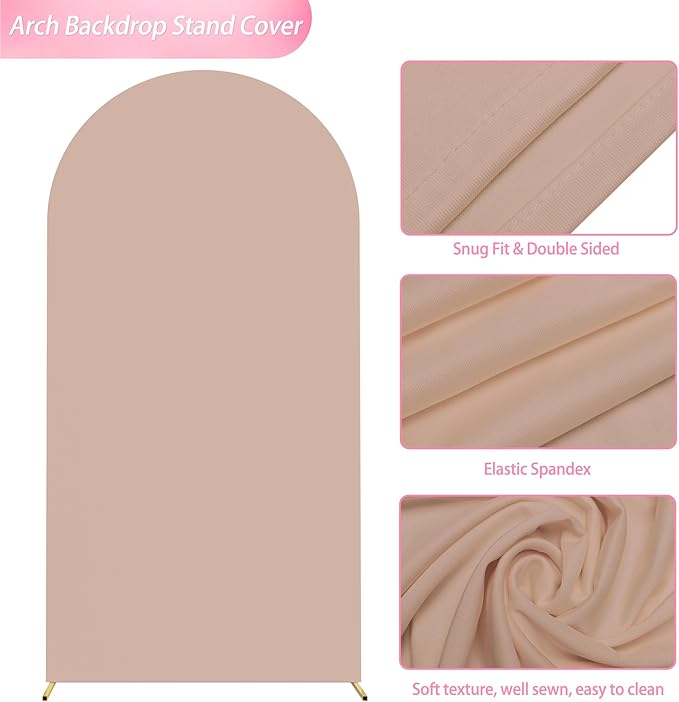 Wokceer 6.6 FT Wedding Arch Stand and Arch Cover, Metal Arch Stand with Arch Stand Cover for Birthday Party Wedding Ceremony Bridal Baby Shower Event Decor