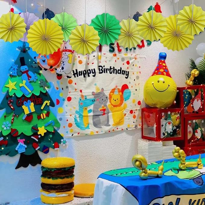 Yellow Party Decorations,Paper Decorations for Party,Lemon Decorations Party Paper Fans Bulk 8in,Anniversary Decorations for Part 30 Color DIY Set (Lemon Yellow)