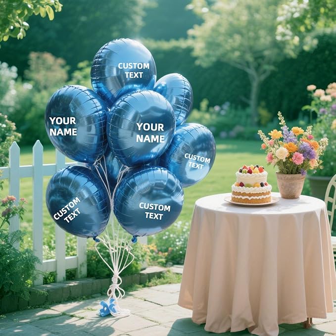 10Pcs 18 inch Custom Round Foil Balloon – Personalized with Logo, Photo or Text – Helium Mylar Balloon for Party, Event, Business,Birthday,Wedding (20)