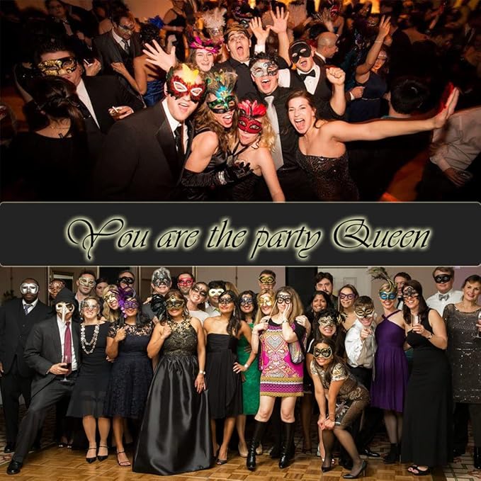 MYMENU Masquerade Mask for Couples Women Metal Rhinestone Venetian Party Evening Prom ball