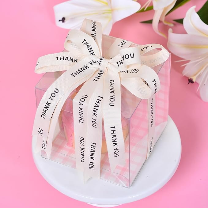 Ribest Thank You Cotton Custom Ribbon, 5/8 Inch × 10 Yard, Natural Beige Teacher Ribbon for Gift Wrapping Crafts Bows Home Decor Party Decoration