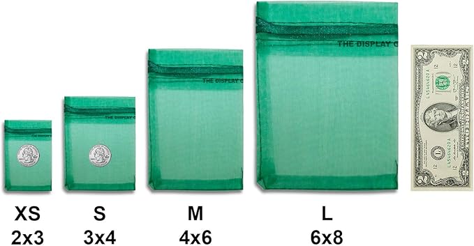 TheDisplayGuys 48-Pack 4x6 Dark Green Sheer Organza Gift Bags with Drawstring, Jewelry Candy Treat Wedding Party Favors Mesh Pouch