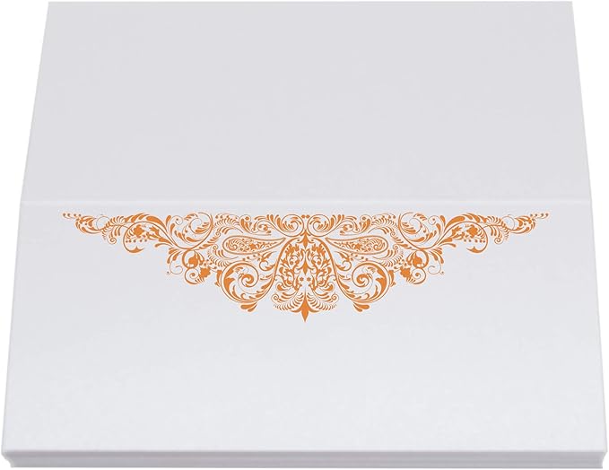 Paisley Place Cards, Orange (Choose Color), Set of 25, Pre-cut and Scored - Wedding, Party, Dinner, and Special Events - Made in the USA