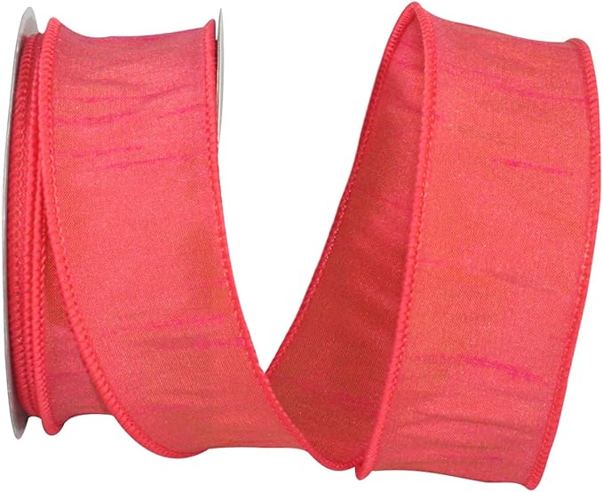 Reliant Ribbon 92975W-907-09F Dupioni Supreme Wired Edge Ribbon, 1-1/2 Inch X 10 Yards, Coral