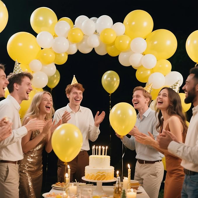 KAWKALSH Yellow Balloon 110pcs, 12 Inch Thickened Latex Party Balloons Helium Bright Color for Birthday Baby Shower Wedding Party Supplies Arch Garland Decoration