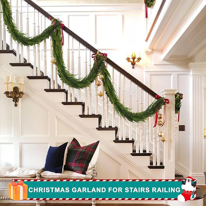 6 Ft Realistic Christmas Garland,Natural Droopy,Soft Bendable Lifelike Cedar Garlands for Outdoor Decorations,Home Decor Thanksgiving Indoor