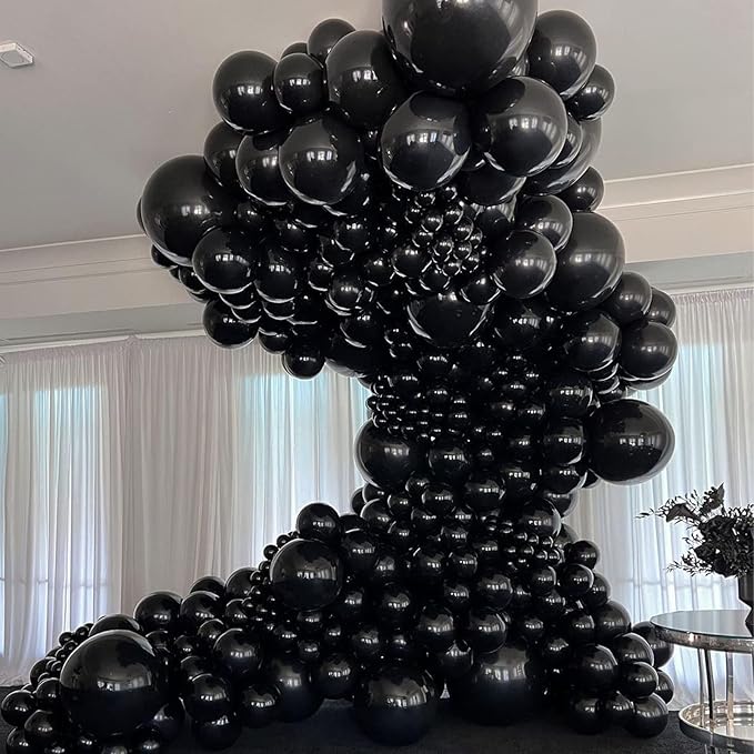Labeol Halloween Balloons Black Balloons Different Sizes 151PCS 18/12/10/5 Inch Black Balloon Garland Arch Kit Quality Latex Balloons Decorations for Party Birthday Graduation Wedding