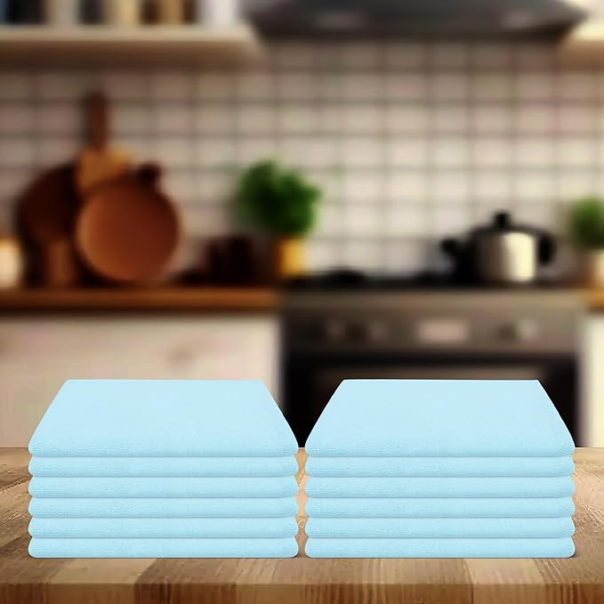 Dinner Cloth Napkins Set of 12, Premium Soft Cotton 18x18 Inches, Highly Absorbent, Hotel Quality Reusable & Washable Dinner Napkins with Mitered Corner Napkins for Home & Weddings - Aqua
