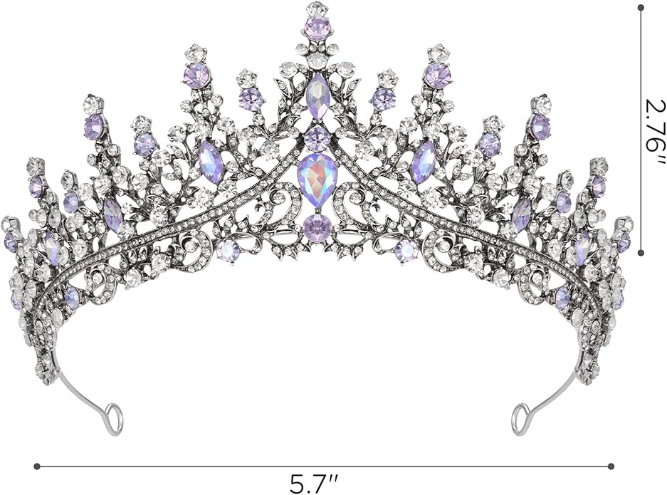 SWEETV Crystal Wedding Tiara for Women, Royal Queen Crown Headband, Rhinestone Princess Hair Accessories for Prom Birthday