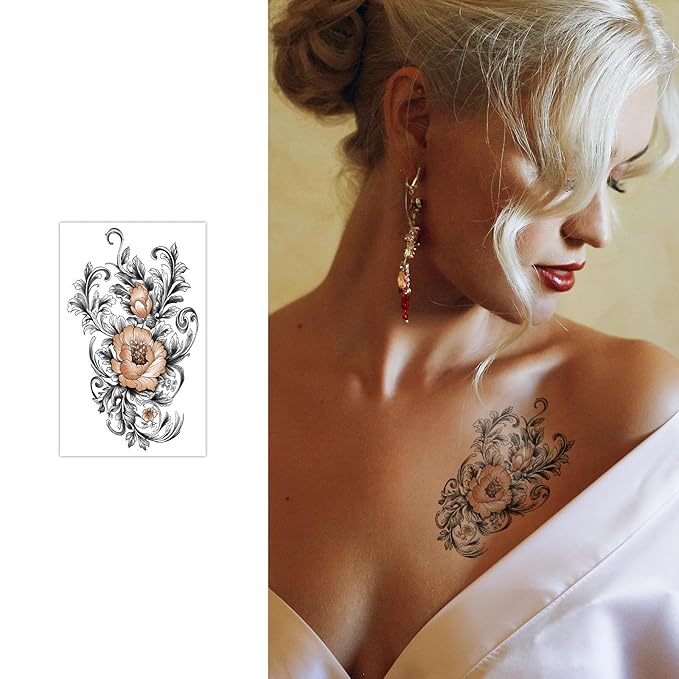 47 Sheets Baroque Temporary Tattoo for Women Men, 17 Sheets Half Arm Large Cross Skull Poker Angels Fake Tattoos, 30 Sheets Lion Flowers Tiny for Adult Kids Body Tattoos Stickers Realistic