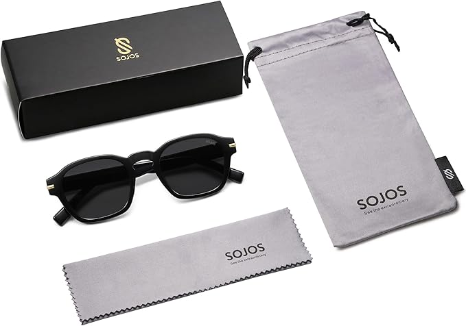 SOJOS Vintage Retro Square Polarized Sunglasses Men Standard Fit Trendy Womens Sun Glasses SJ2382