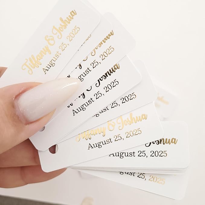 100 pcs Custom Wedding Favor Gift Tags, Extra Small Personalized Thank You Tags for Weddings, Birthdays, Bridal Shower, Baby Shower, Party Decorations
