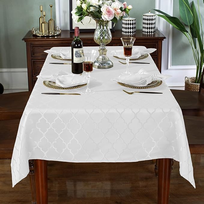 SASTYBALE Jacquard Cloth Napkins 20 x 20 Inch Flower Pattern 4 Pieces Solid Washable Comfortable for Restaurant Family Dinners Weddings Parties and Banquets(Square, 20 inch x 20 inch,White)