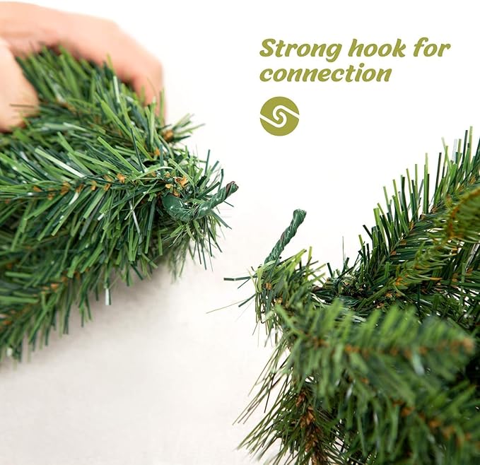 KING BIRD 9 FT by 12 Inch Prelit Christmas Garland with 50 Warm Lights, Battery Operated Xmas Garland with Pine Cones and Timer