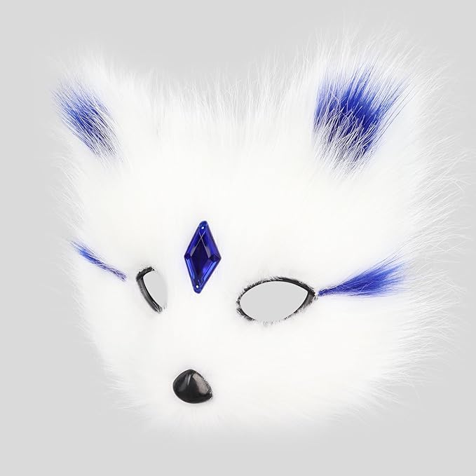 Animal Fox Wolf Mask Halloween Party Cosplay Costumes Props Plush Cat Half Face Masks Christmas Masquerade