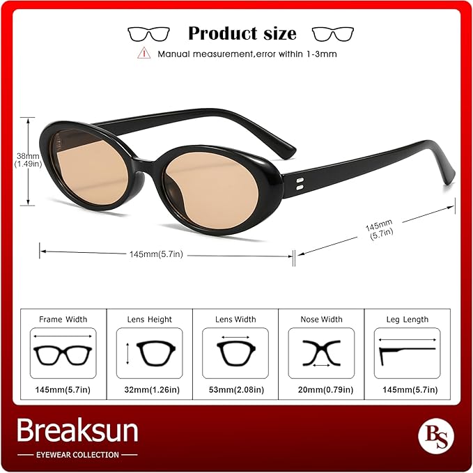 Retro Oval Sunglasses for Women Men Fashion Small Oval Sunglasses 90s Vintage Shades