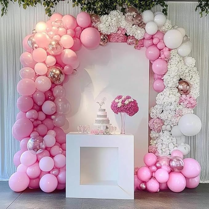 Bezente Pro Duralatex Pink Balloons - 3.2g Premium 100 Pack 12 inch Pink Balloons for Long-Lasting Professional Party Decorations, Large Birthday Wedding Gender Reveal Baby Shower